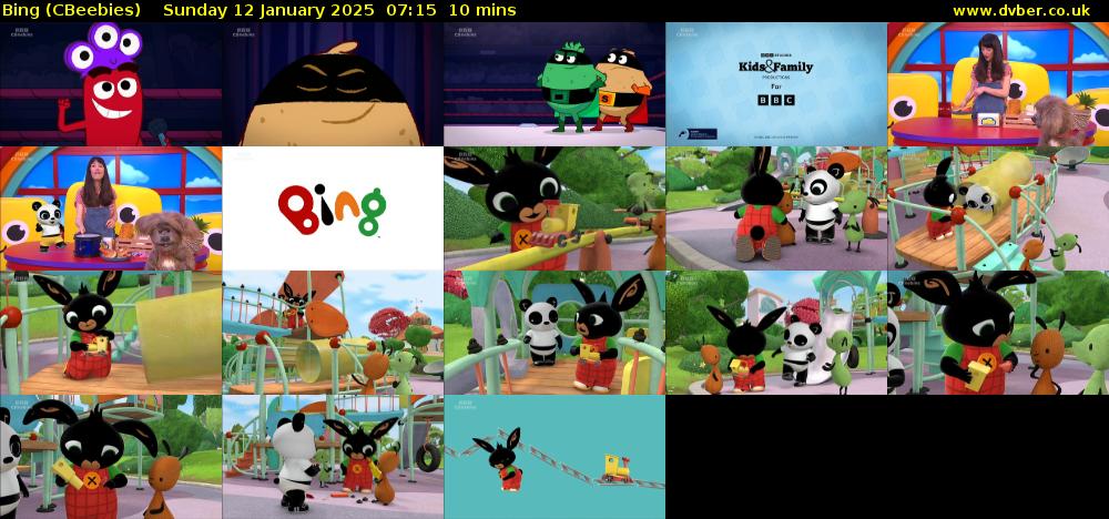 Bing (CBeebies) Sunday 12 January 2025 07:15 - 07:25