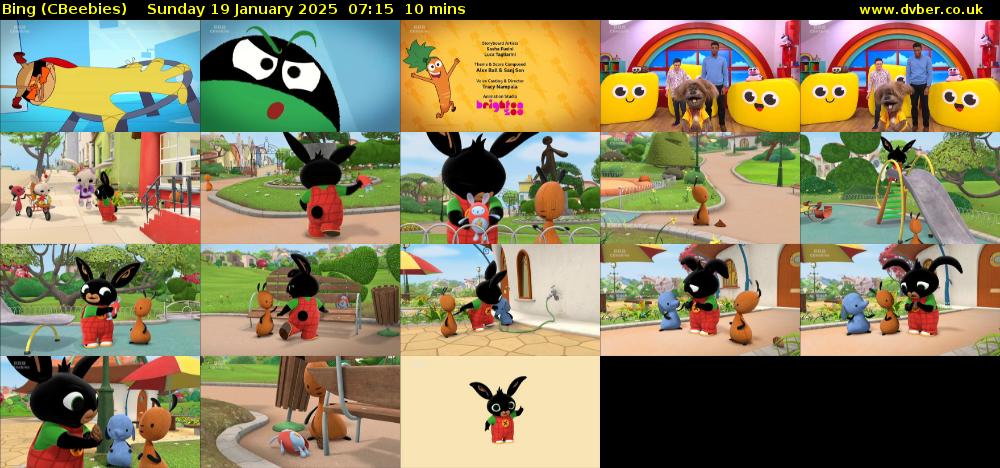 Bing (CBeebies) Sunday 19 January 2025 07:15 - 07:25