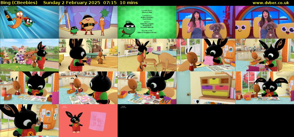 Bing (CBeebies) Sunday 2 February 2025 07:15 - 07:25