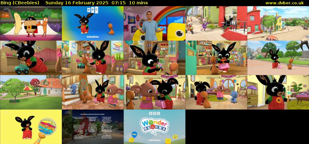 Bing (CBeebies) Sunday 16 February 2025 07:15 - 07:25