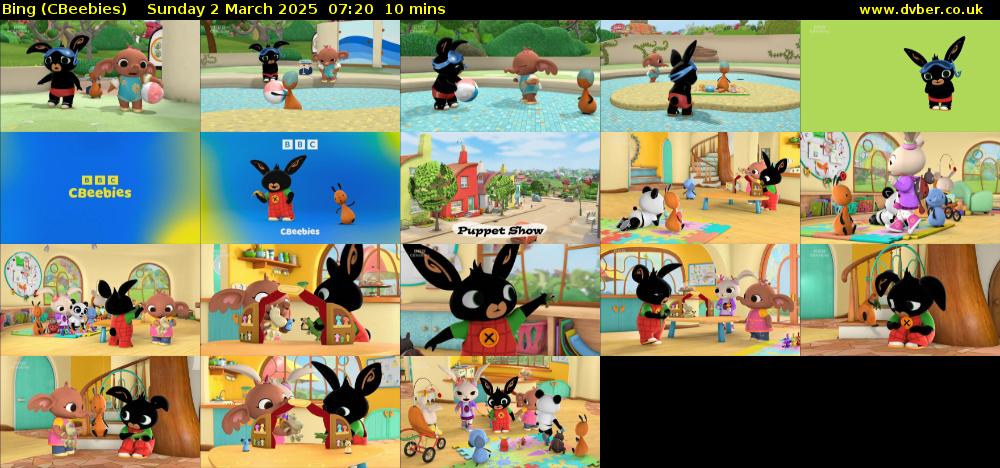 Bing (CBeebies) Sunday 2 March 2025 07:20 - 07:30