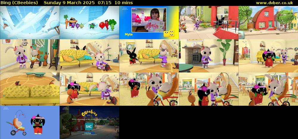 Bing (CBeebies) Sunday 9 March 2025 07:15 - 07:25