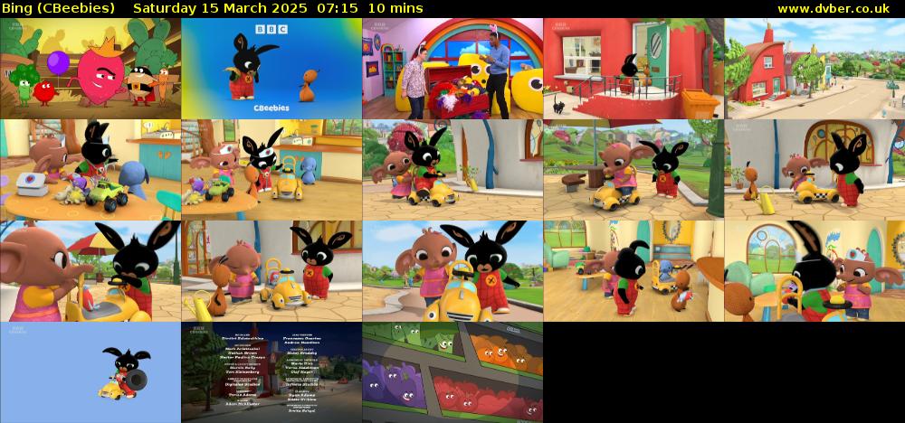 Bing (CBeebies) Saturday 15 March 2025 07:15 - 07:25
