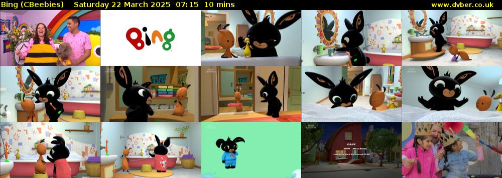 Bing (CBeebies) Saturday 22 March 2025 07:15 - 07:25