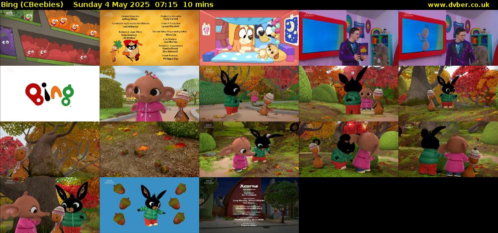Bing (CBeebies) Sunday 4 May 2025 07:15 - 07:25