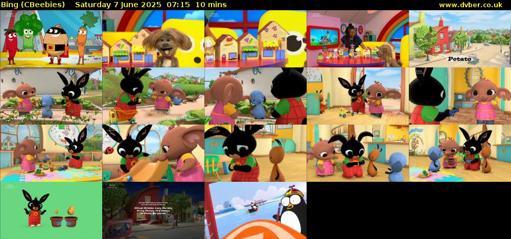 Bing (CBeebies) Saturday 7 June 2025 07:15 - 07:25