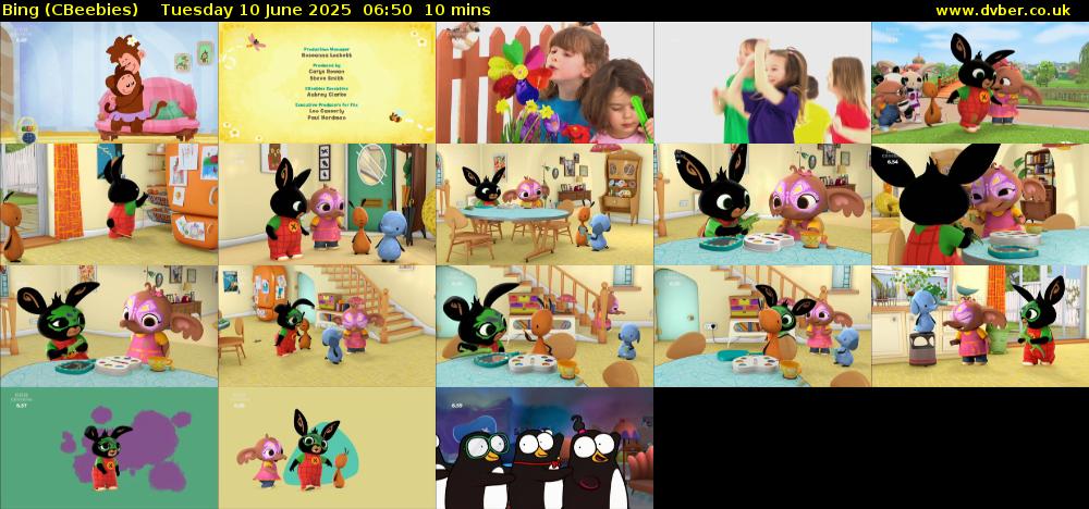 Bing (CBeebies) Tuesday 10 June 2025 06:50 - 07:00