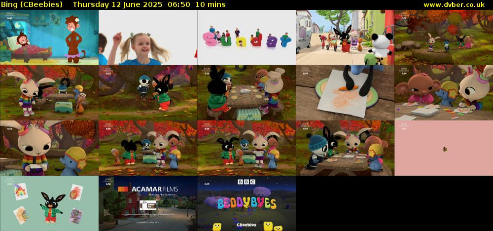 Bing (CBeebies) Thursday 12 June 2025 06:50 - 07:00