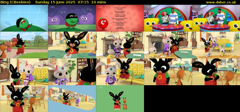 Bing (CBeebies) Sunday 15 June 2025 07:15 - 07:25