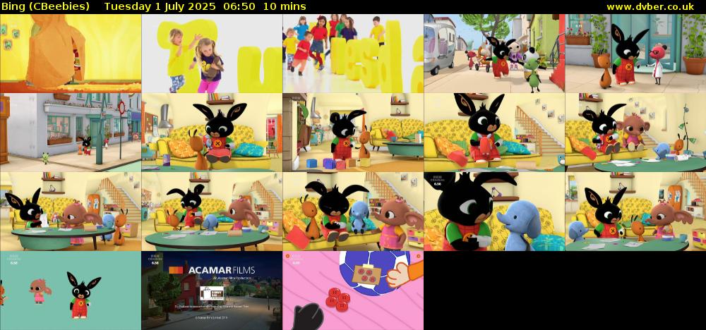 Bing (CBeebies) Tuesday 1 July 2025 06:50 - 07:00