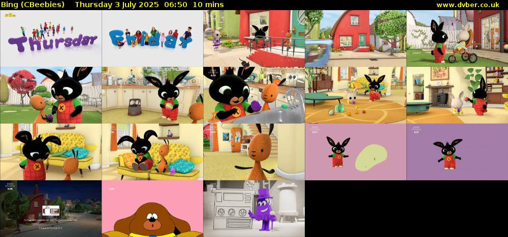 Bing (CBeebies) Thursday 3 July 2025 06:50 - 07:00
