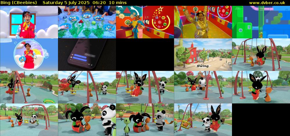 Bing (CBeebies) Saturday 5 July 2025 06:20 - 06:30