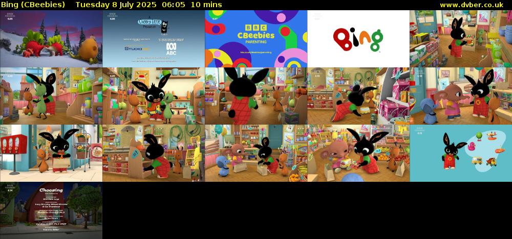 Bing (CBeebies) Tuesday 8 July 2025 06:05 - 06:15