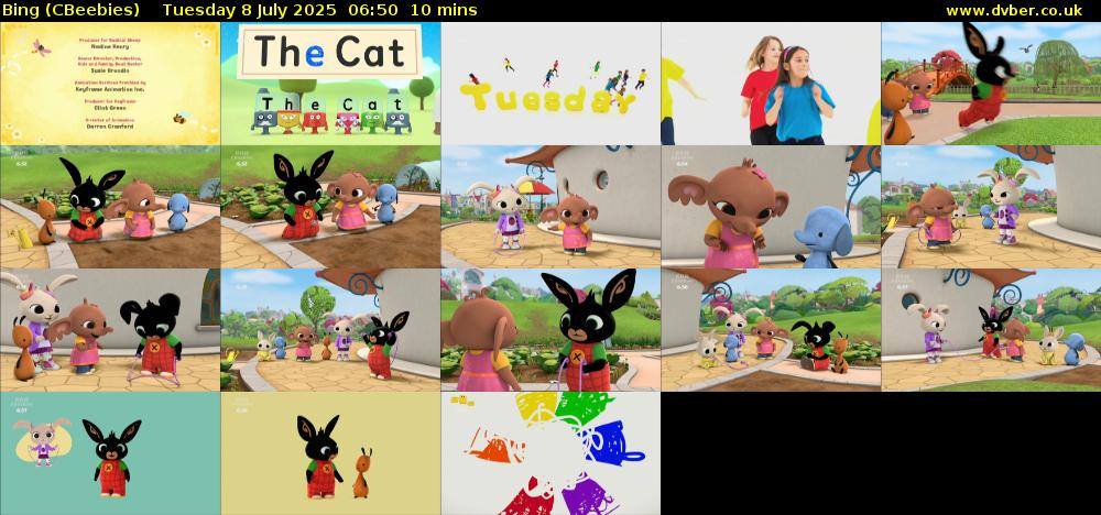 Bing (CBeebies) Tuesday 8 July 2025 06:50 - 07:00