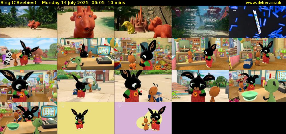 Bing (CBeebies) Monday 14 July 2025 06:05 - 06:15