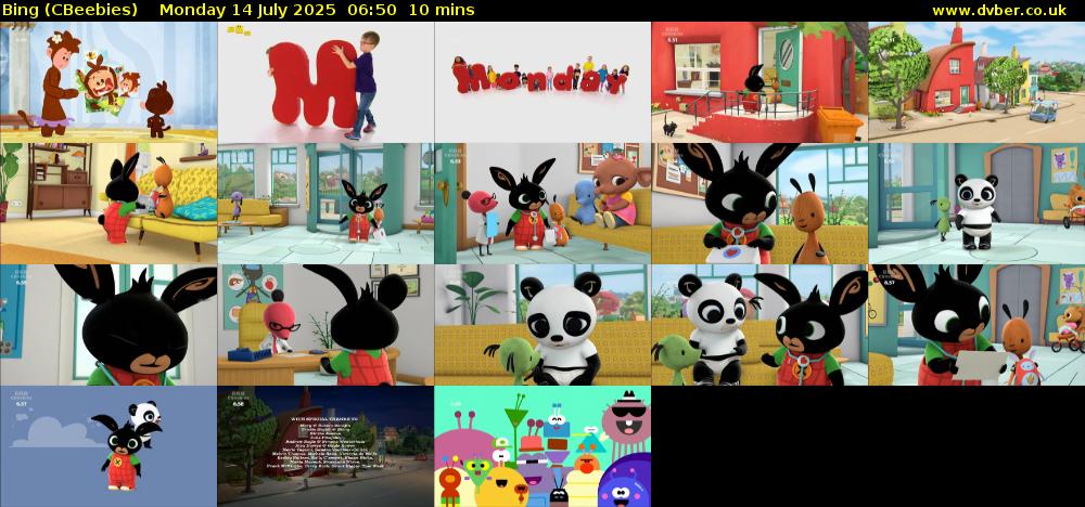 Bing (CBeebies) Monday 14 July 2025 06:50 - 07:00