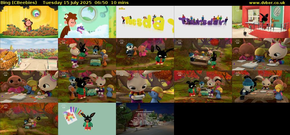 Bing (CBeebies) Tuesday 15 July 2025 06:50 - 07:00
