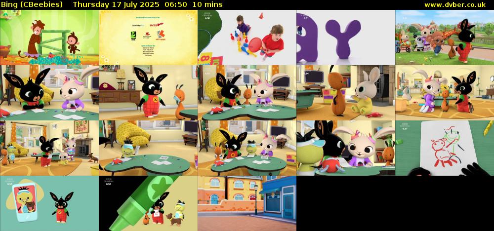 Bing (CBeebies) Thursday 17 July 2025 06:50 - 07:00