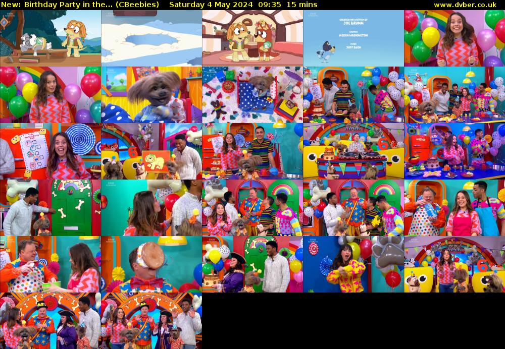 Birthday Party in the... (CBeebies) Saturday 4 May 2024 09:35 - 09:50