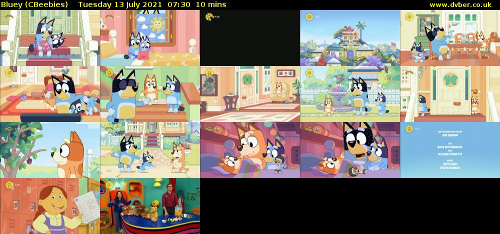 Bluey (CBeebies) Tuesday 13 July 2021 07:30 - 07:40