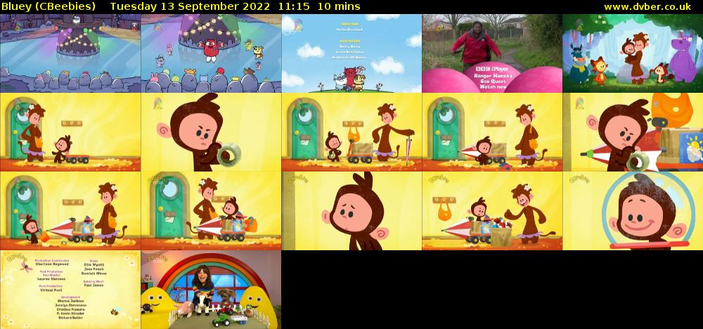 Bluey (CBeebies) Tuesday 13 September 2022 11:15 - 11:25