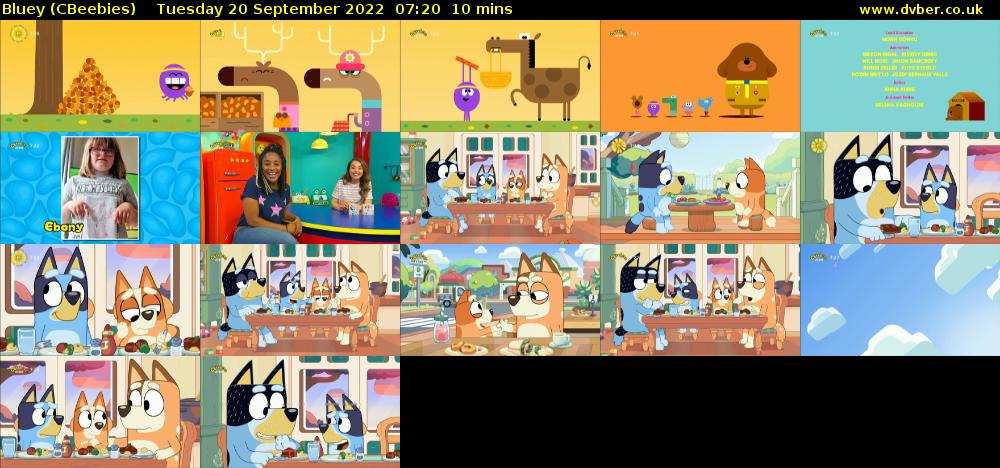 Bluey (CBeebies) Tuesday 20 September 2022 07:20 - 07:30