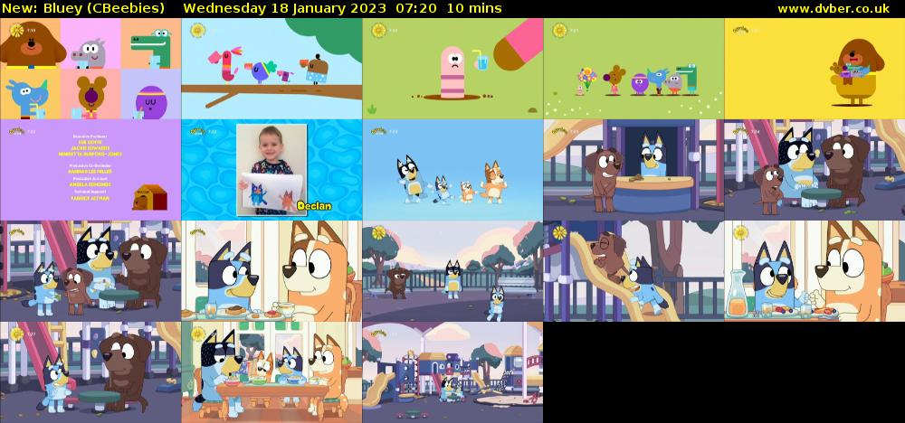 Bluey (CBeebies) Wednesday 18 January 2023 07:20 - 07:30