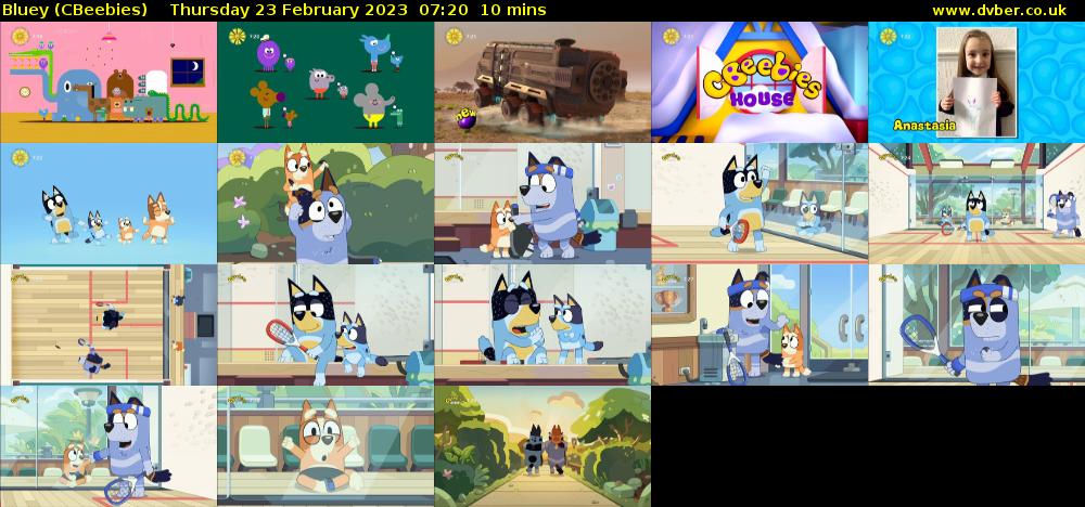 Bluey (CBeebies) Thursday 23 February 2023 07:20 - 07:30