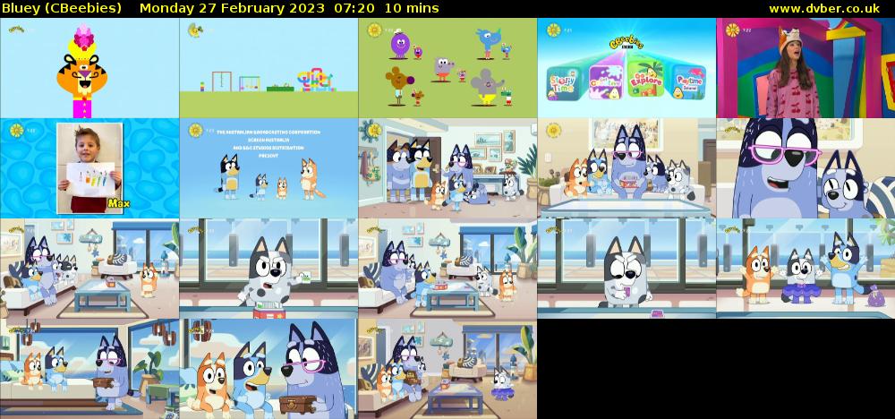Bluey (CBeebies) Monday 27 February 2023 07:20 - 07:30