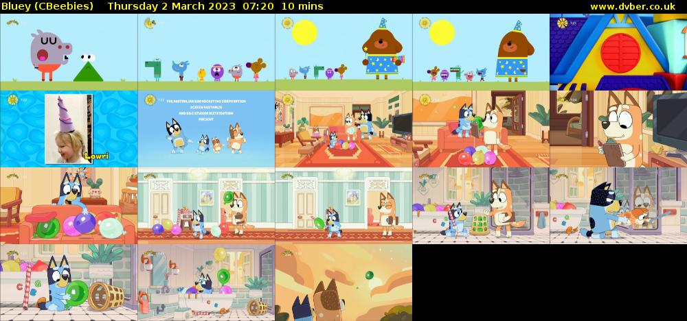 Bluey (CBeebies) Thursday 2 March 2023 07:20 - 07:30