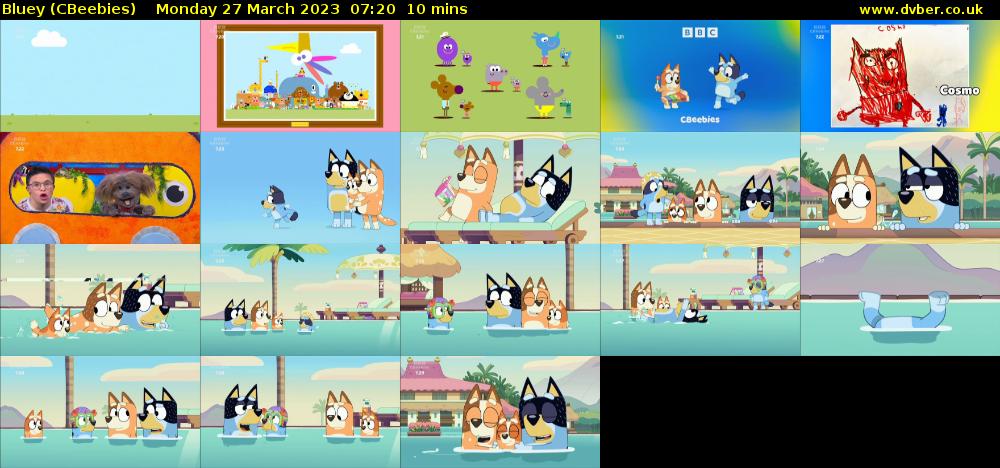 Bluey (CBeebies) Monday 27 March 2023 07:20 - 07:30