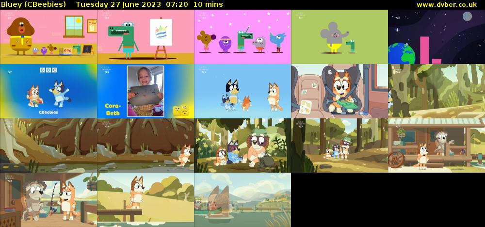 Bluey (CBeebies) Tuesday 27 June 2023 07:20 - 07:30