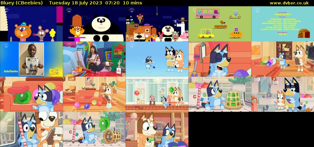 Bluey (CBeebies) Tuesday 18 July 2023 07:20 - 07:30