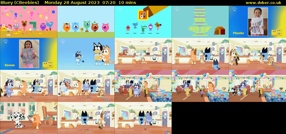 Bluey (CBeebies) Monday 28 August 2023 07:20 - 07:30