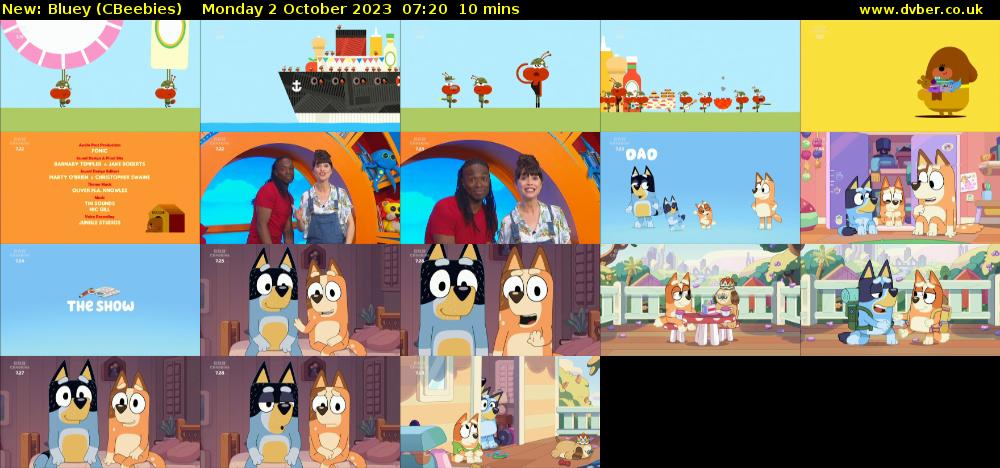 Bluey (CBeebies) Monday 2 October 2023 07:20 - 07:30