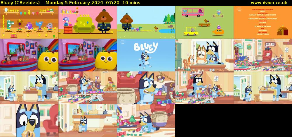 Bluey (CBeebies) Monday 5 February 2024 07:20 - 07:30