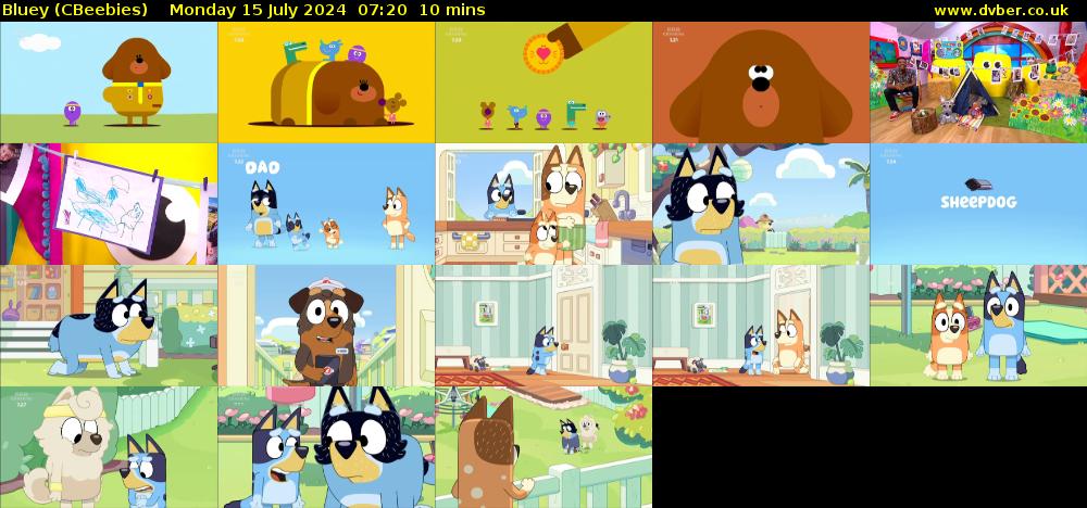 Bluey (CBeebies) Monday 15 July 2024 07:20 - 07:30