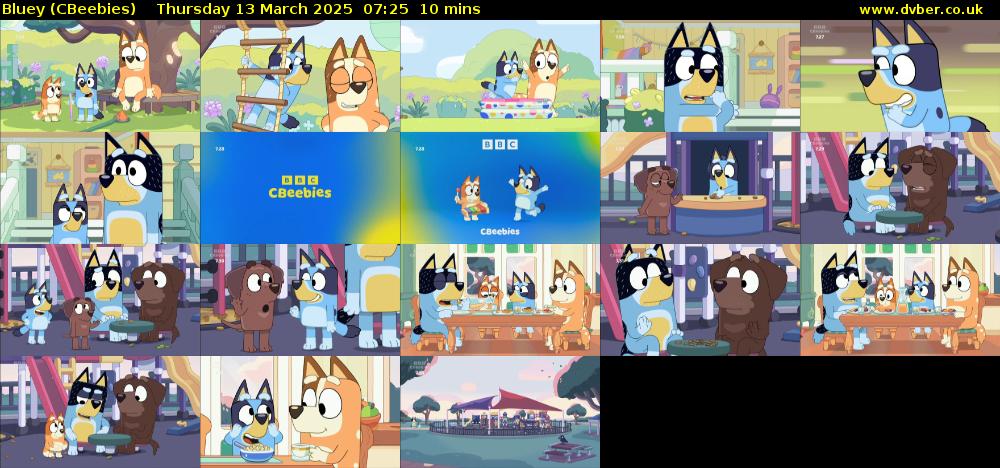 Bluey (CBeebies) Thursday 13 March 2025 07:25 - 07:35