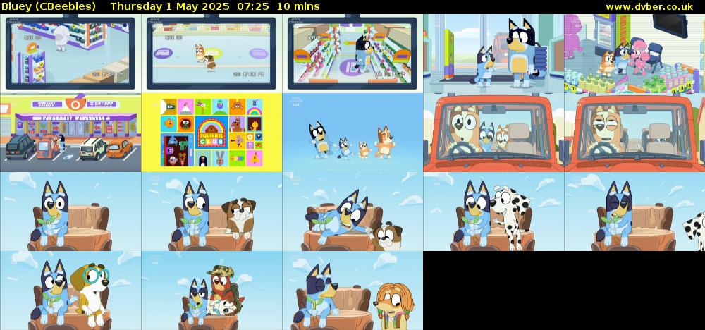 Bluey (CBeebies) Thursday 1 May 2025 07:25 - 07:35