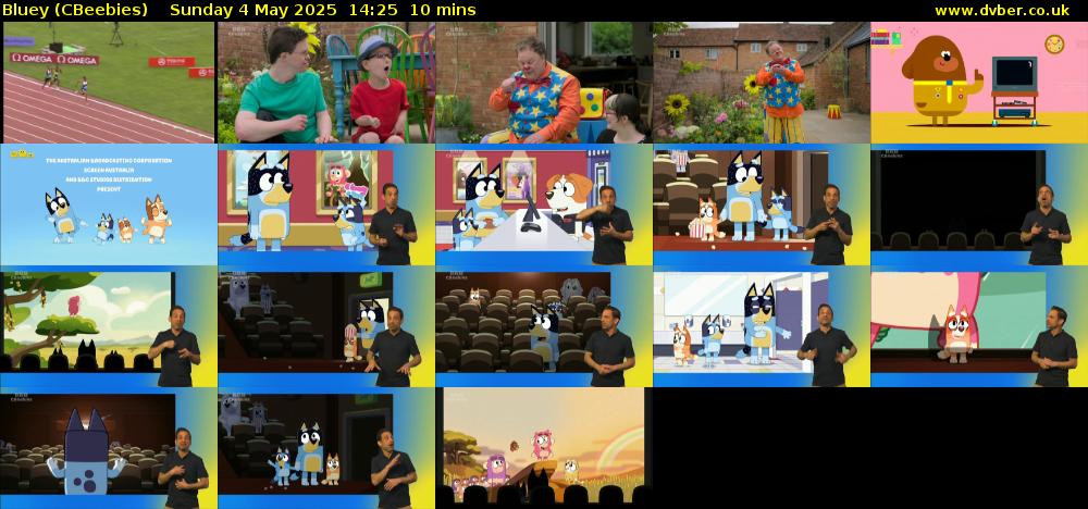 Bluey (CBeebies) Sunday 4 May 2025 14:25 - 14:35