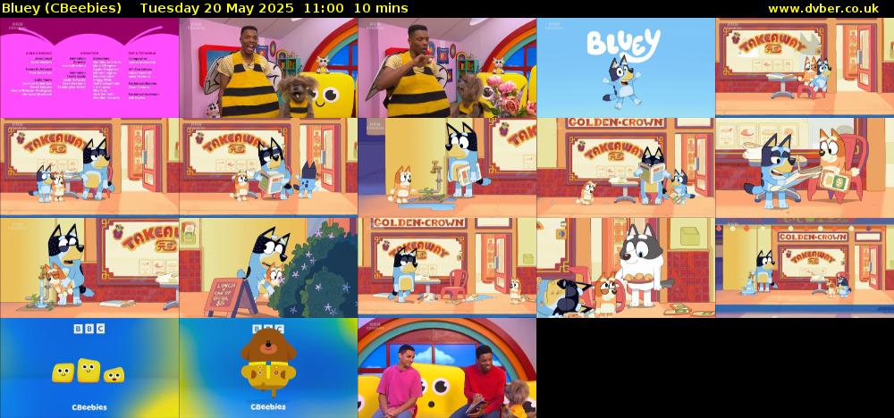 Bluey (CBeebies) Tuesday 20 May 2025 11:00 - 11:10