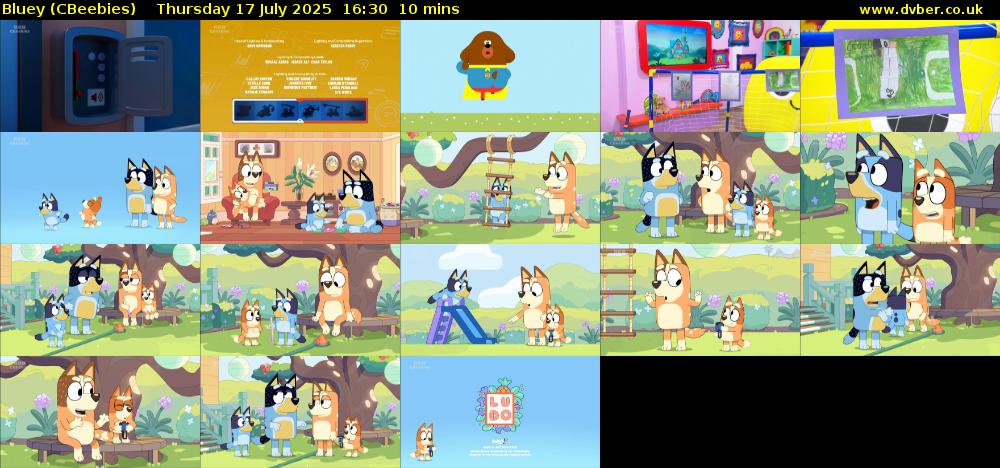 Bluey (CBeebies) Thursday 17 July 2025 16:30 - 16:40