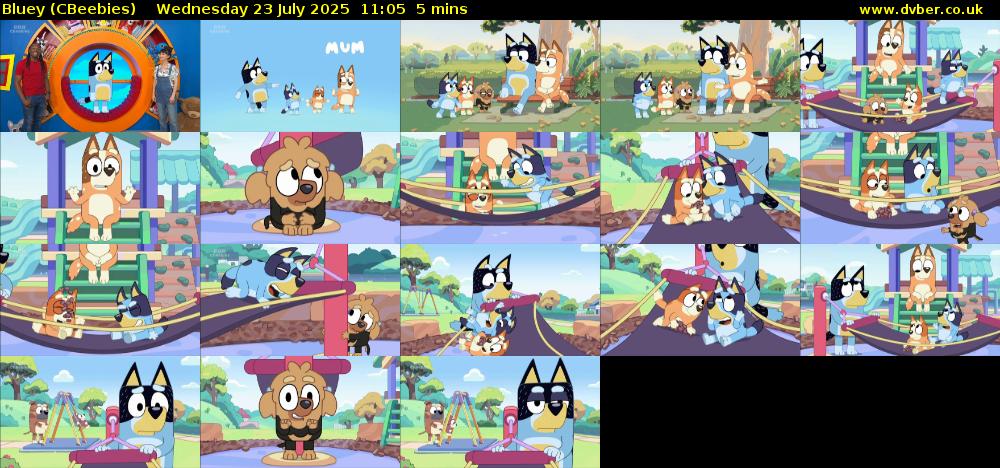 Bluey (CBeebies) Wednesday 23 July 2025 11:05 - 11:10