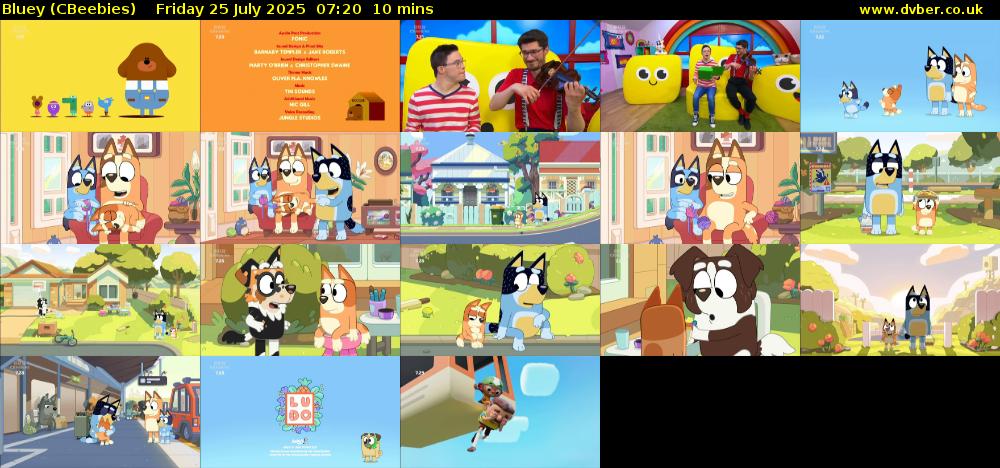 Bluey (CBeebies) Friday 25 July 2025 07:20 - 07:30