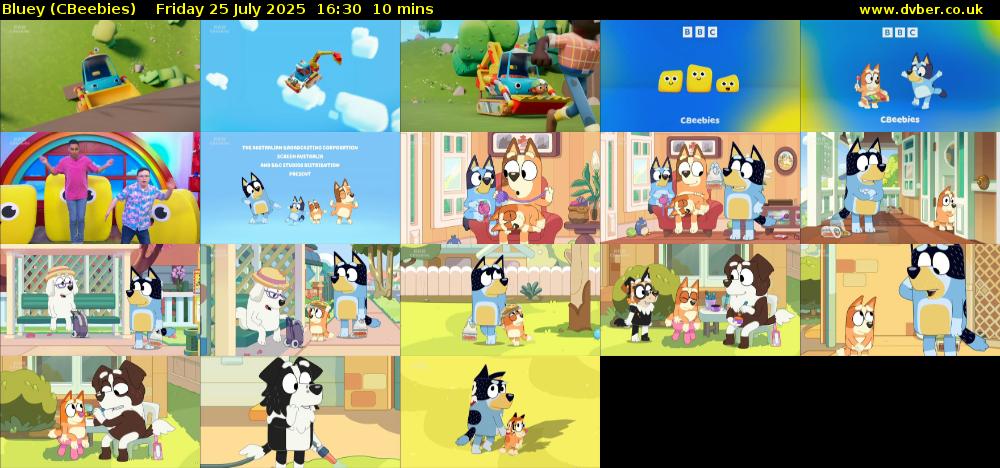 Bluey (CBeebies) Friday 25 July 2025 16:30 - 16:40