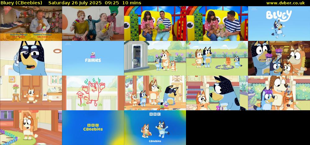 Bluey (CBeebies) Saturday 26 July 2025 09:25 - 09:35