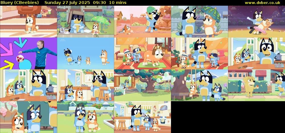 Bluey (CBeebies) Sunday 27 July 2025 09:30 - 09:40