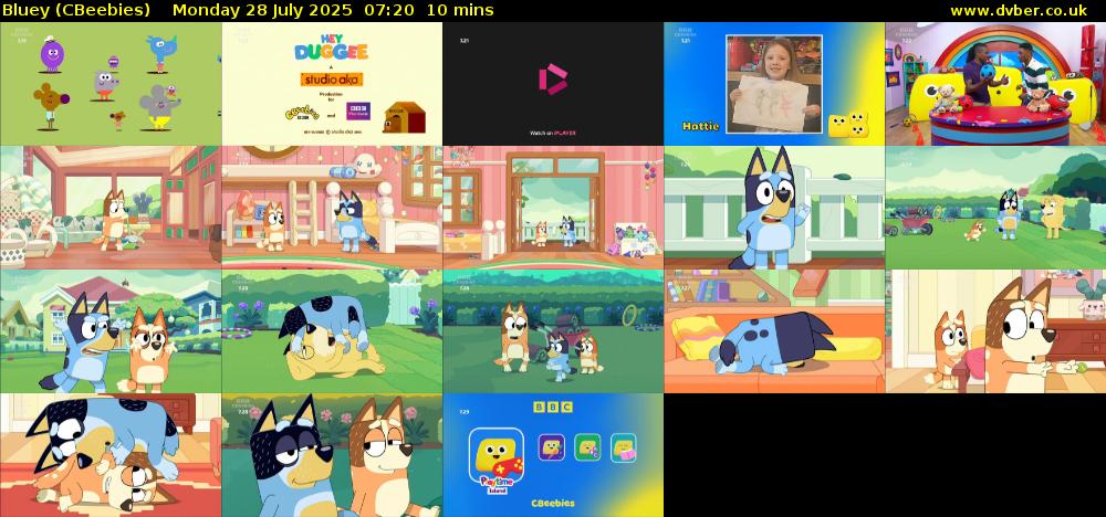 Bluey (CBeebies) Monday 28 July 2025 07:20 - 07:30
