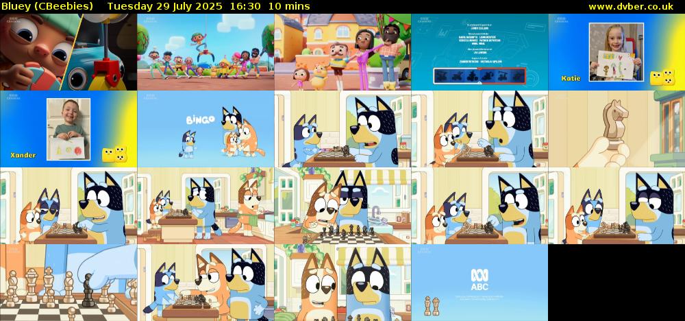 Bluey (CBeebies) Tuesday 29 July 2025 16:30 - 16:40