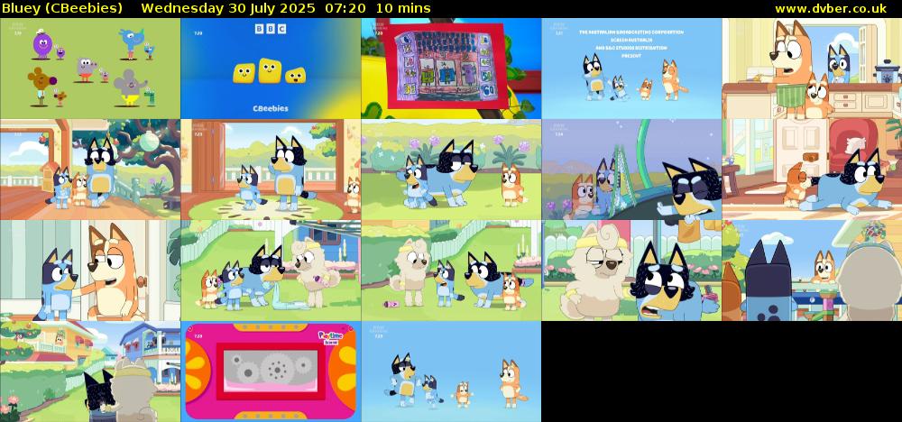 Bluey (CBeebies) Wednesday 30 July 2025 07:20 - 07:30